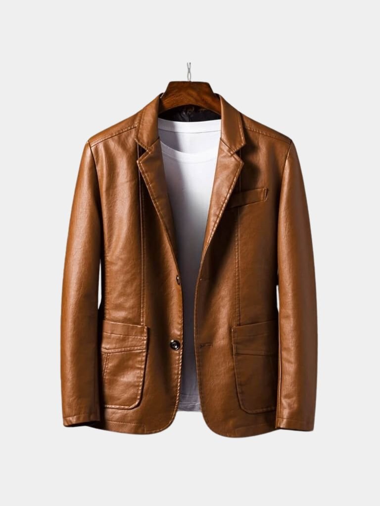 Veste en cuir caramel Bold