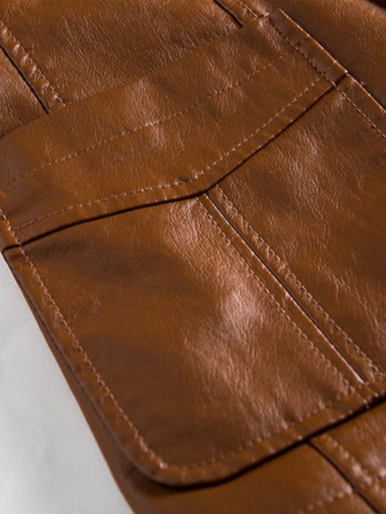 Veste en cuir caramel Bold