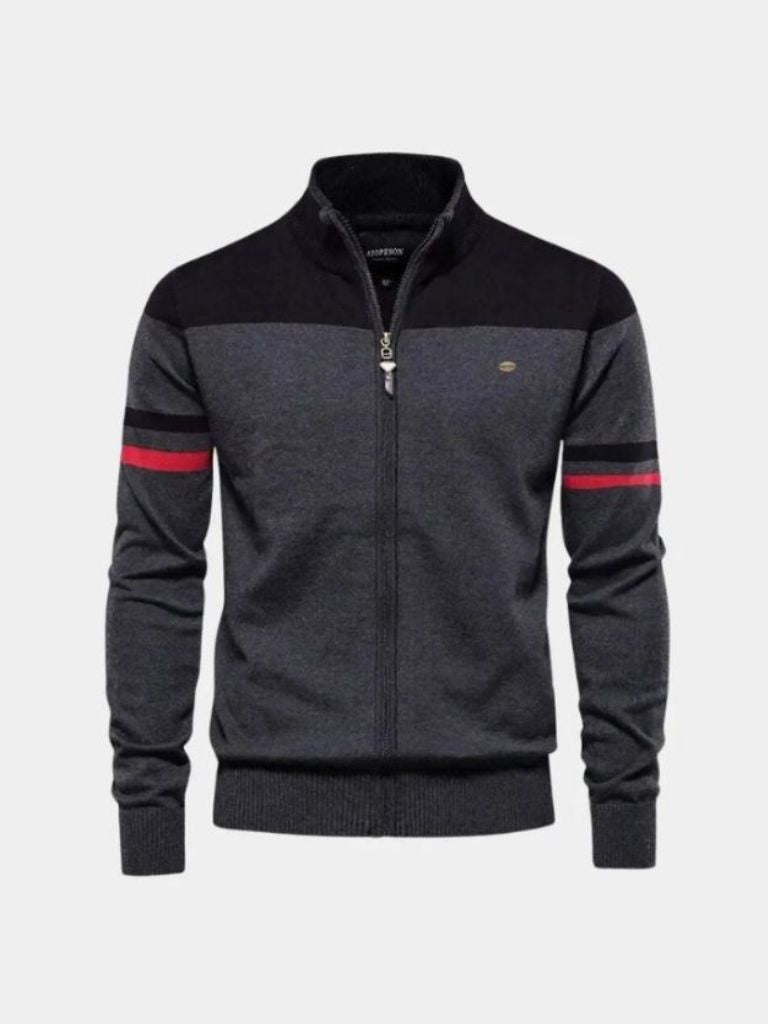 Gilet zippé à col montant en maille