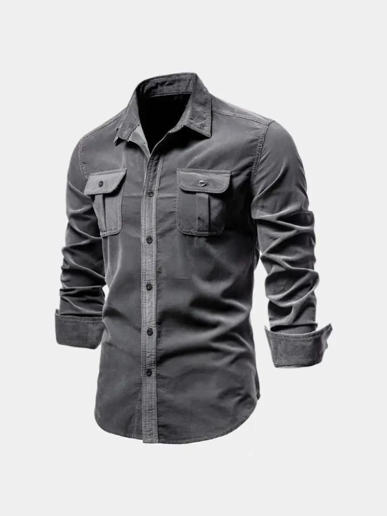Chemise business casual en velours côtelé