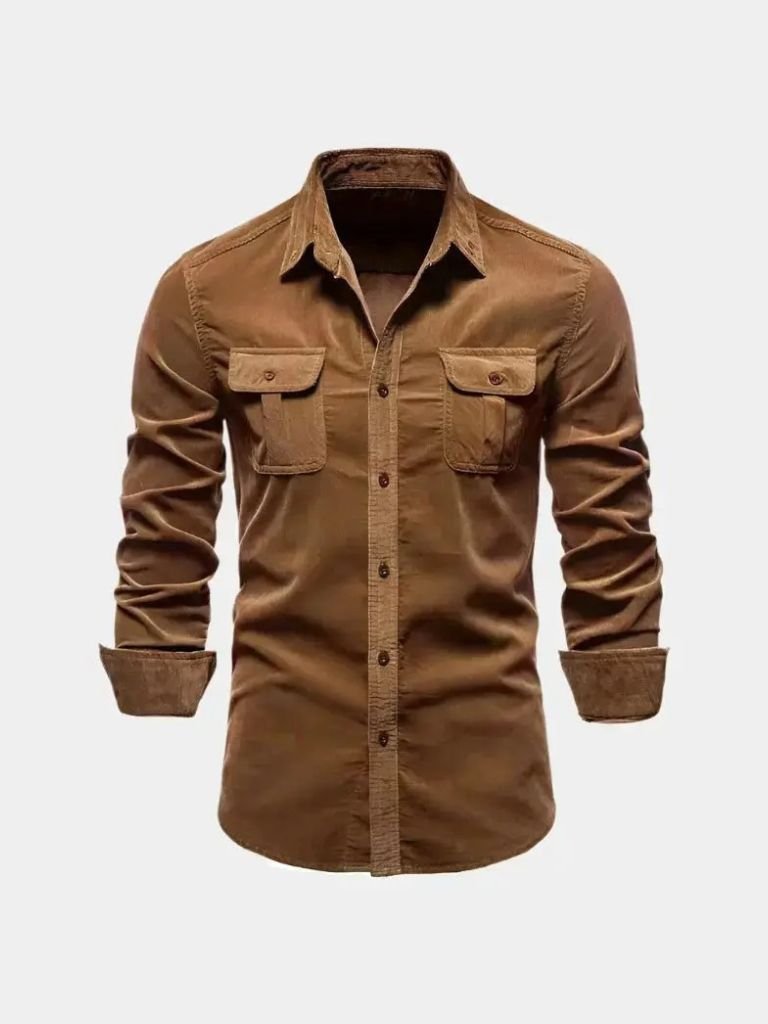 Chemise business casual en velours côtelé