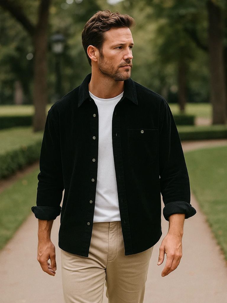 Chemise casual en velours côtelé