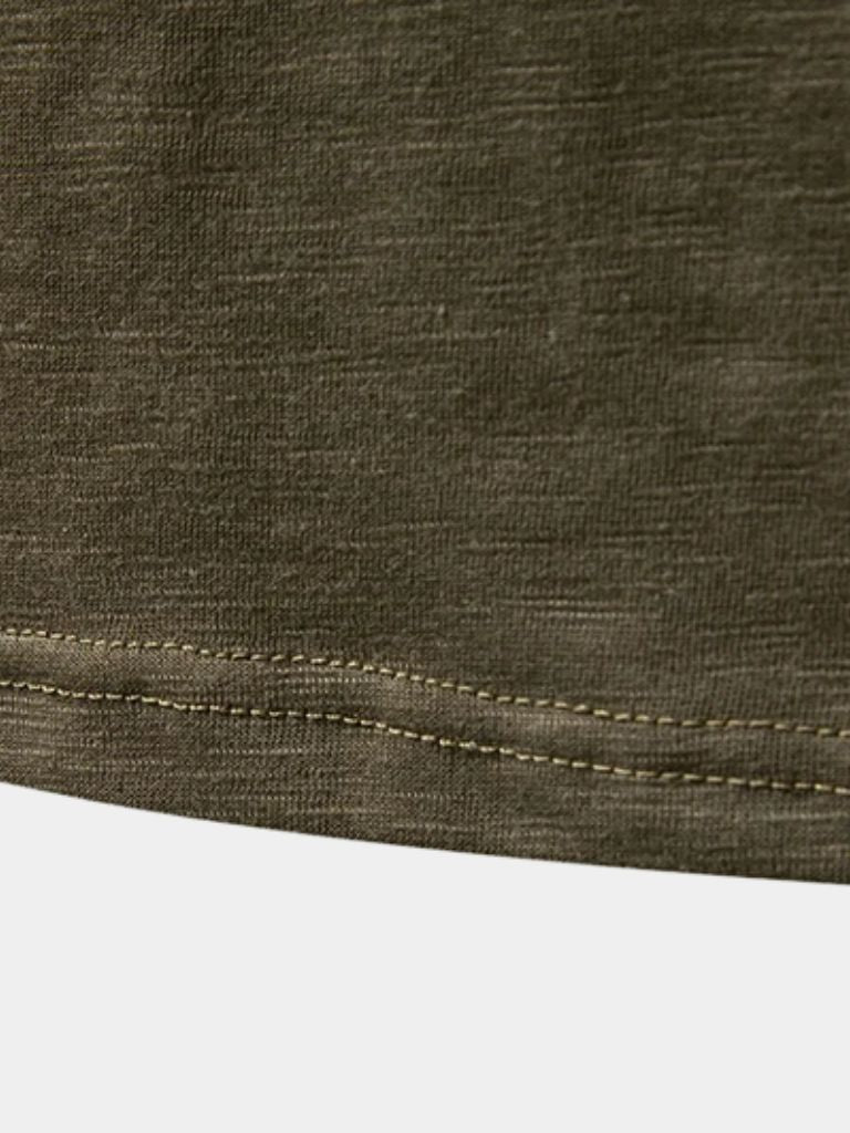 T-shirt Henley casual olive manches longues