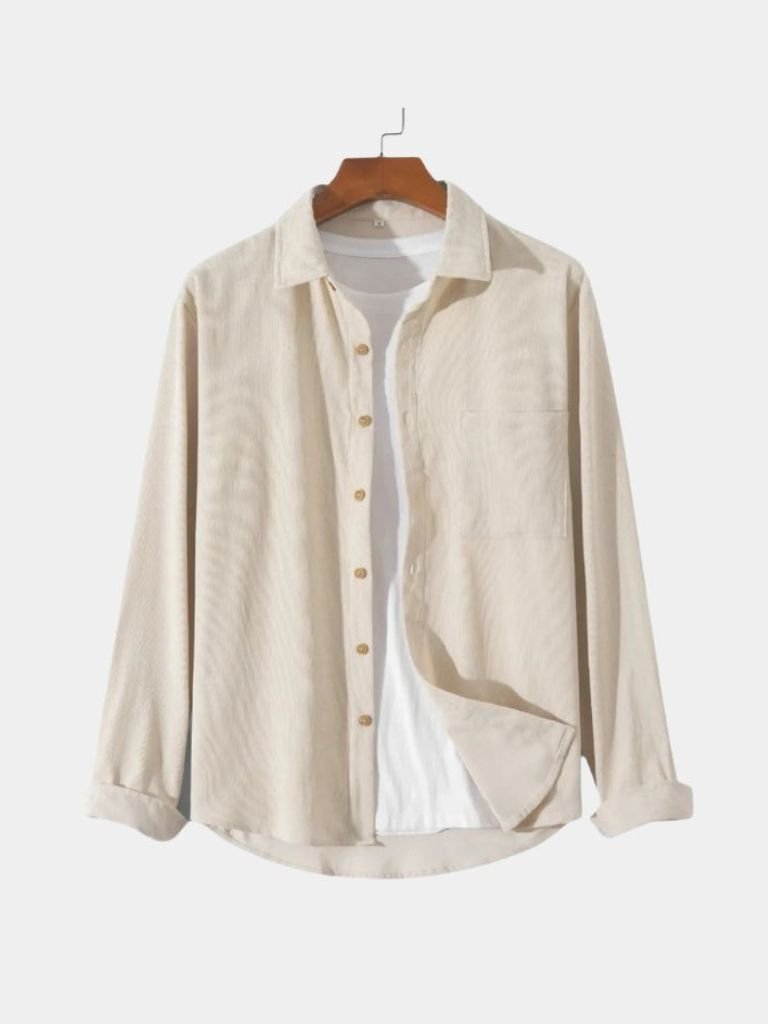 Chemise casual en velours côtelé uni