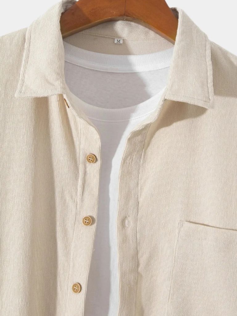 Chemise casual en velours côtelé uni