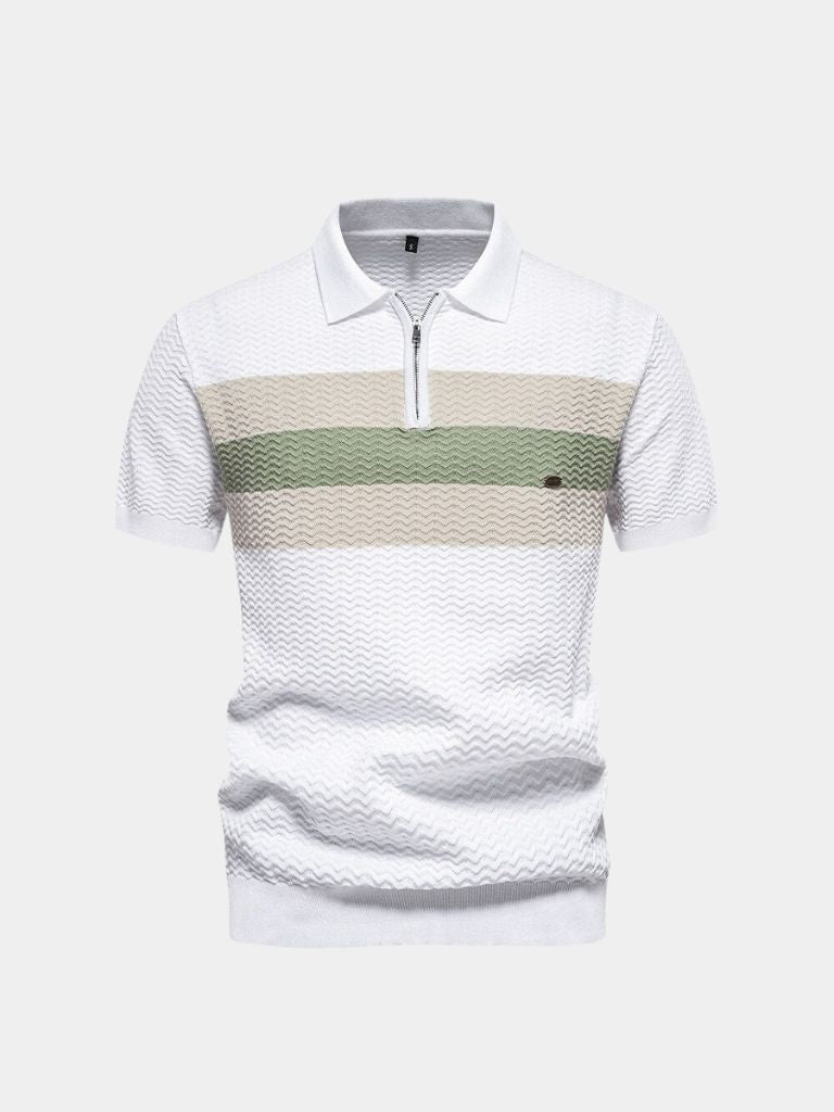 Polo zippé business manches courtes