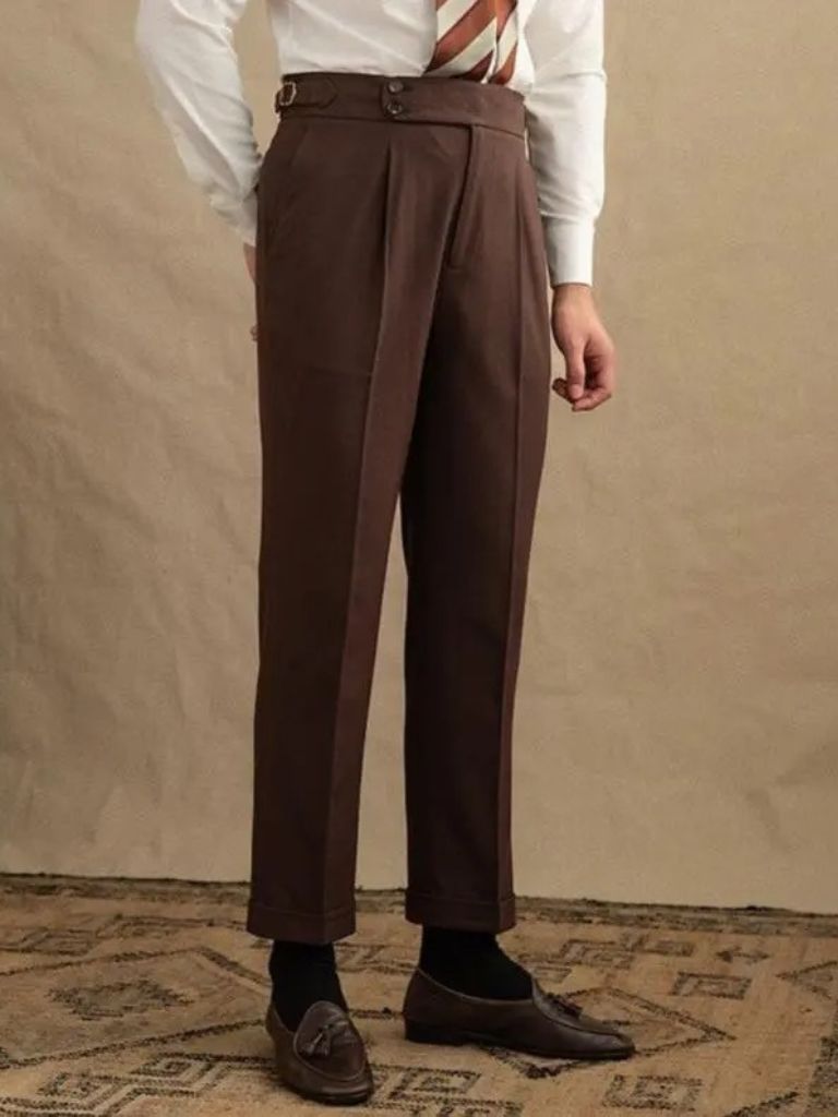 Costume en gabardine marron foncé