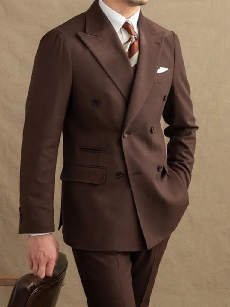 Costume en gabardine marron foncé