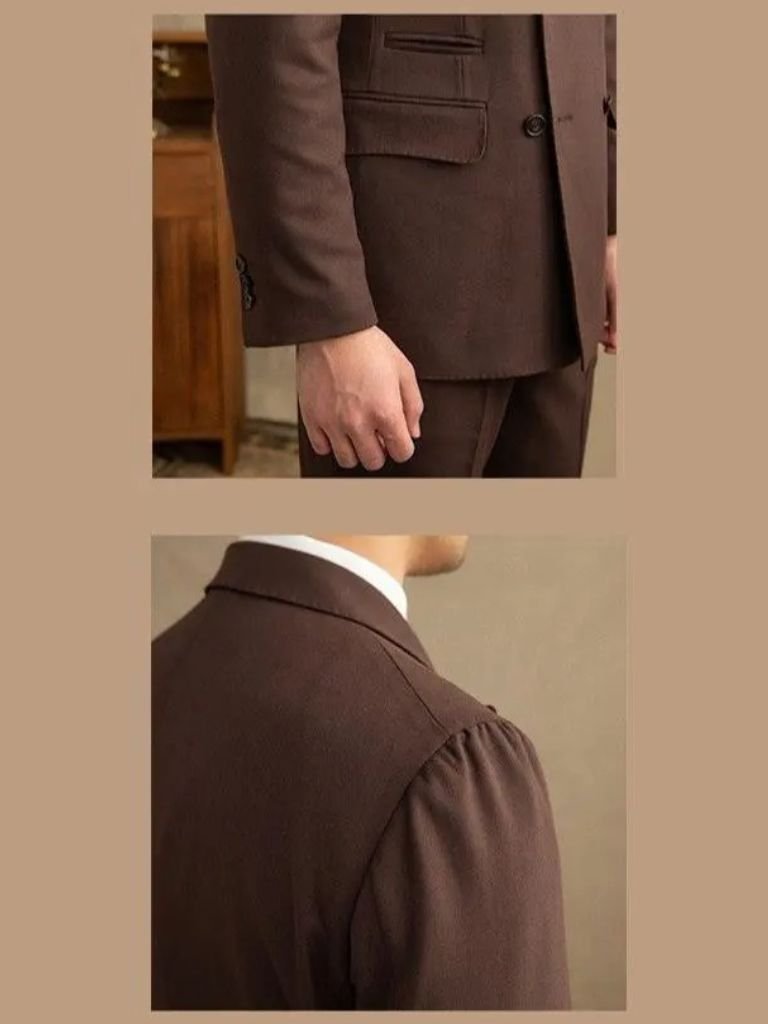 Costume en gabardine marron foncé