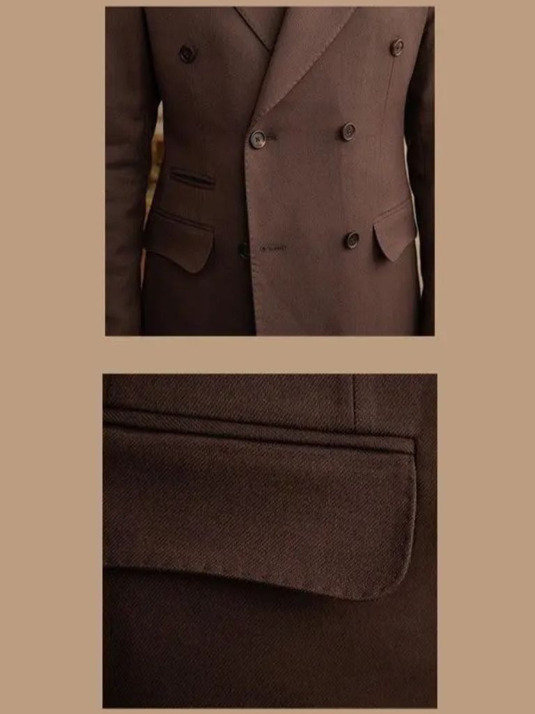 Costume en gabardine marron foncé