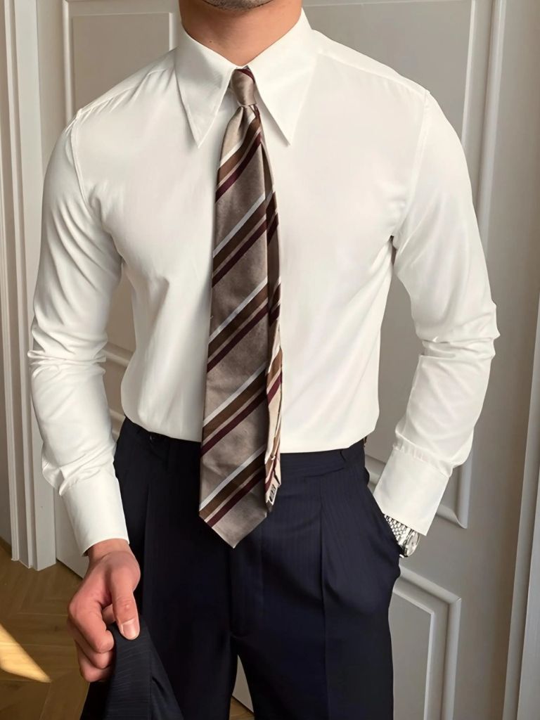 Chemise élégante col spearpoint