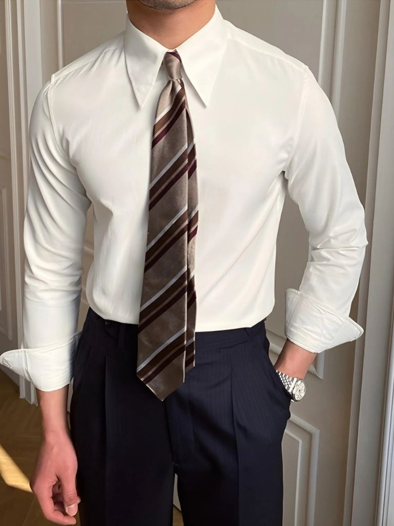 Chemise élégante col spearpoint