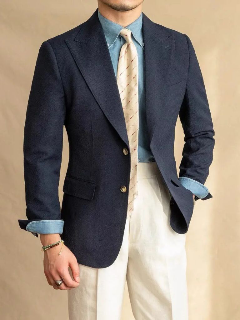 Blazer nautique essentiel en seersucker