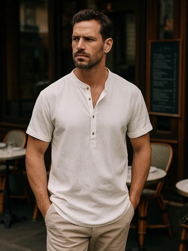 Chemise en lin à manches courtes essentielle