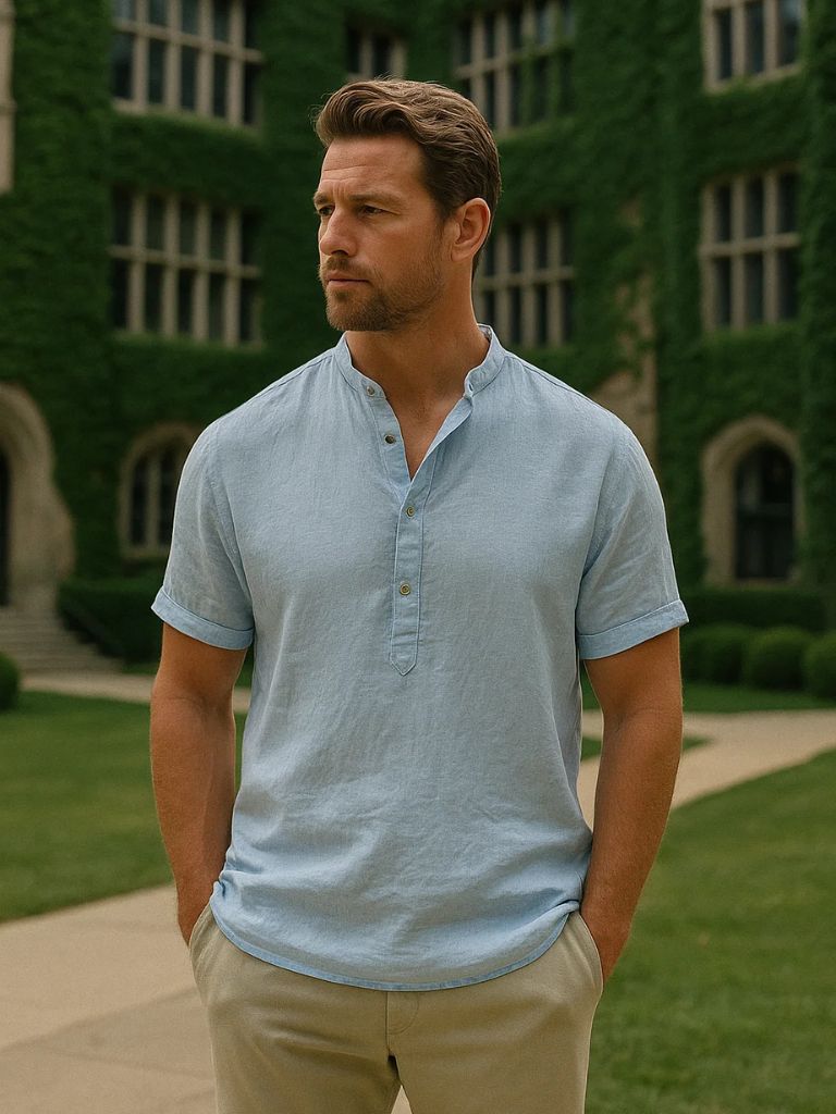 Chemise en lin à manches courtes essentielle