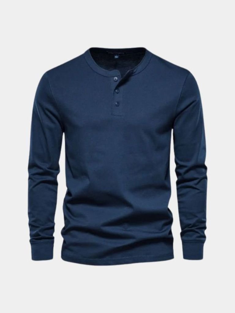 T-shirt Henley minimaliste manches longues