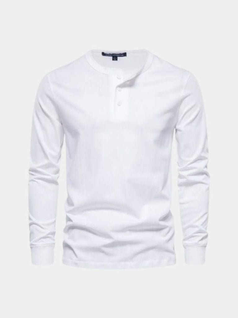 T-shirt Henley minimaliste manches longues