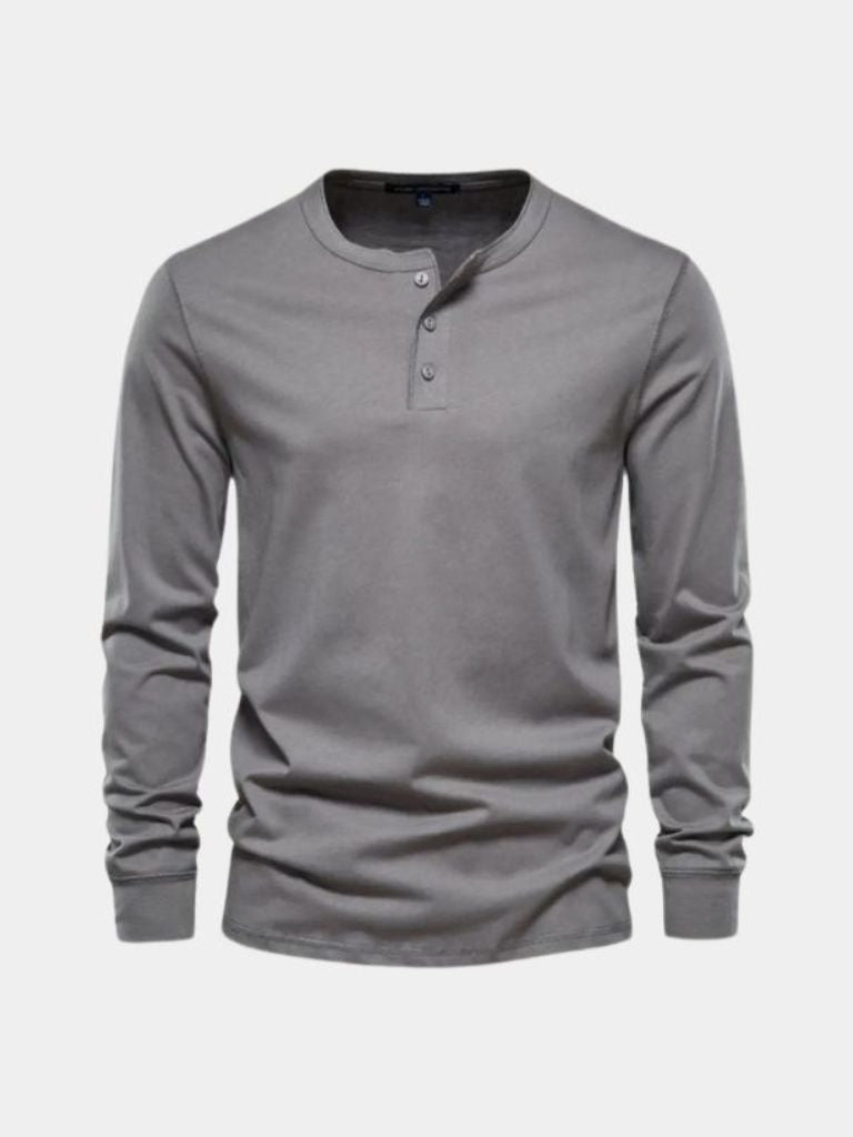 T-shirt Henley minimaliste manches longues
