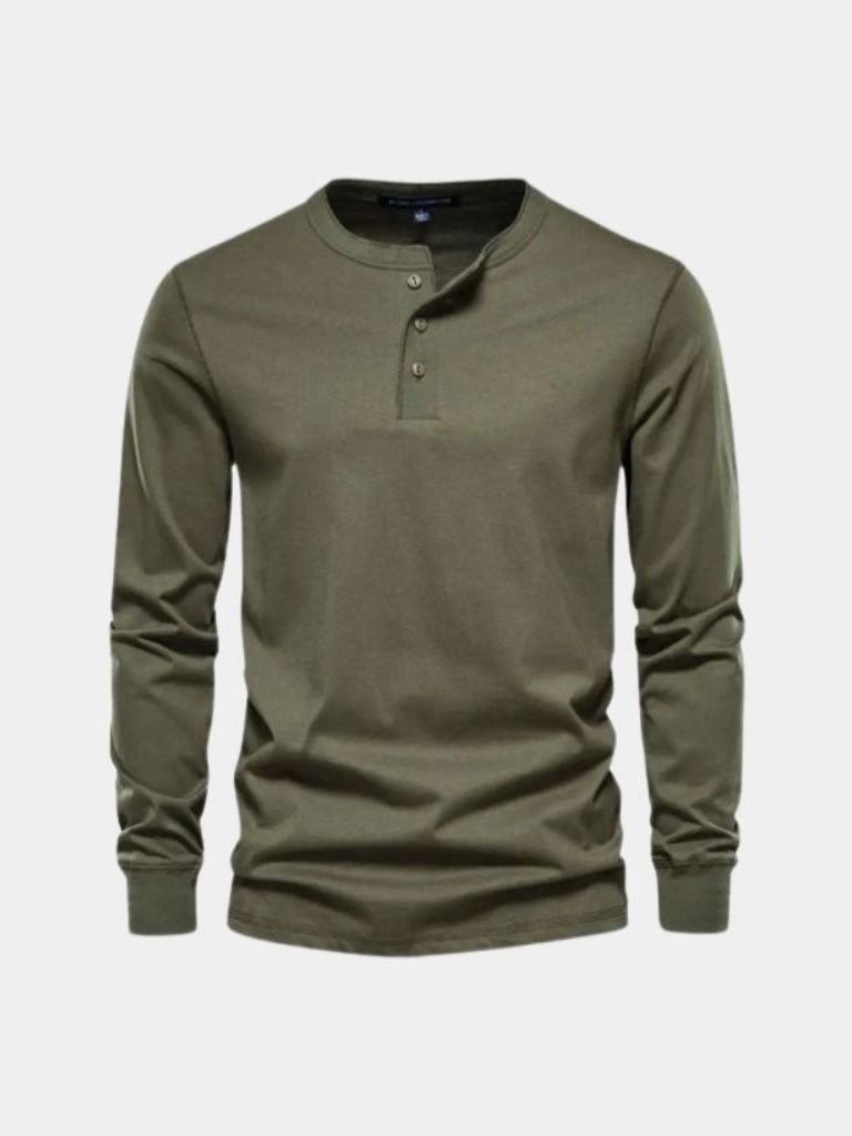 T-shirt Henley minimaliste manches longues