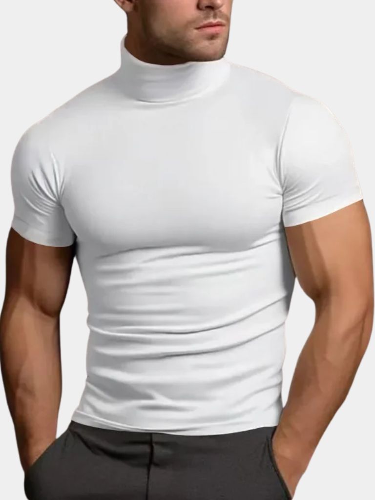 T-shirt col roulé casual uni