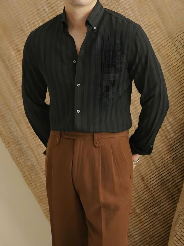 Chemise seersucker à rayures