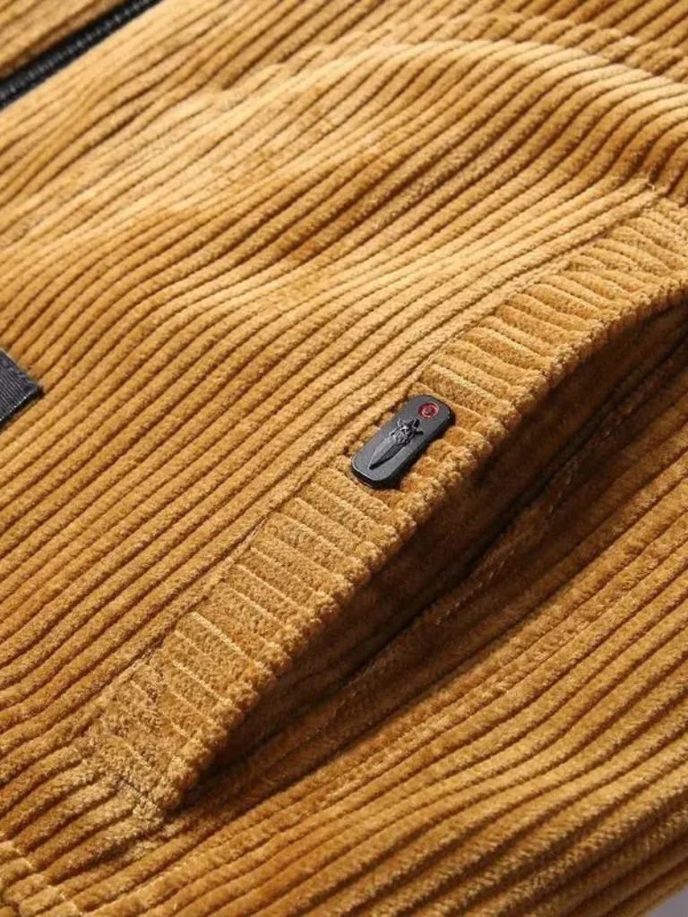 Veste Coupe-Vent Thermique en Velours Côtelé