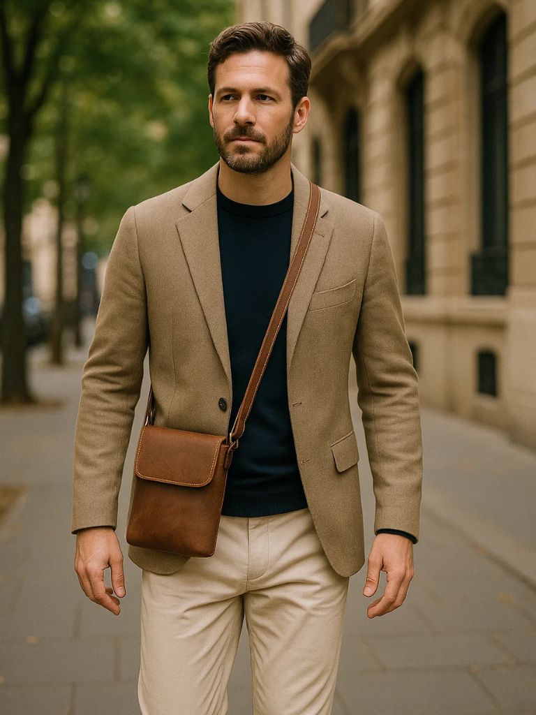 Mini sacoche en cuir pour homme