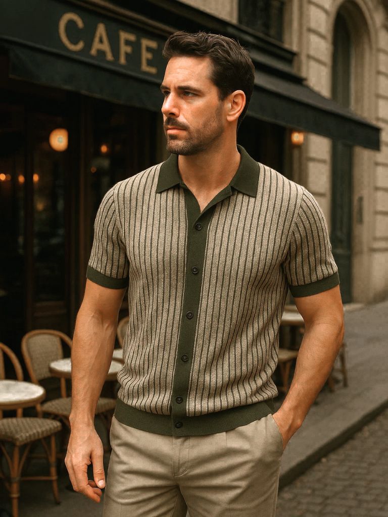 Polo tricoté à rayures