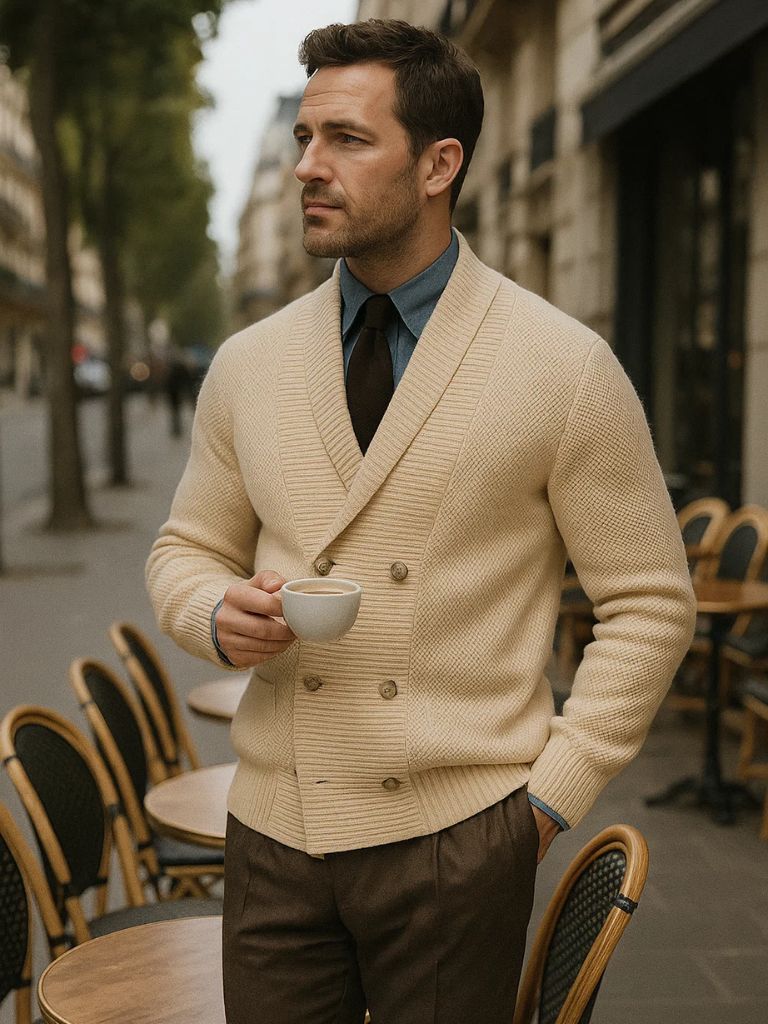 Cardigan en Maille Élégant Britannique