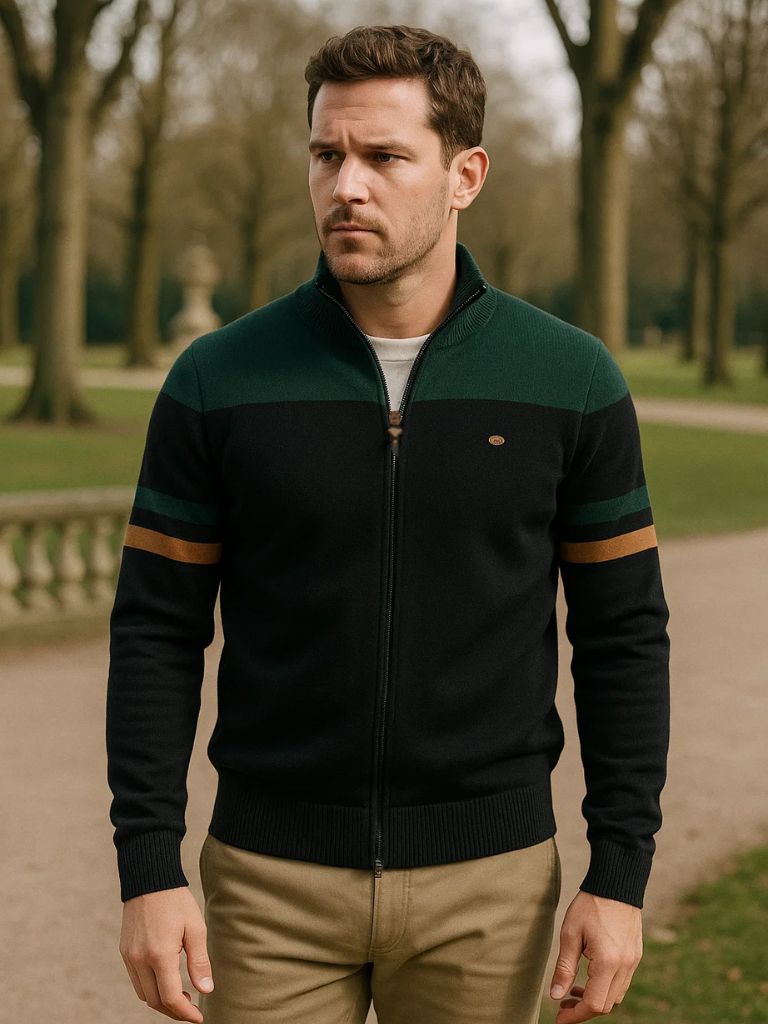 Gilet zippé à col montant en maille