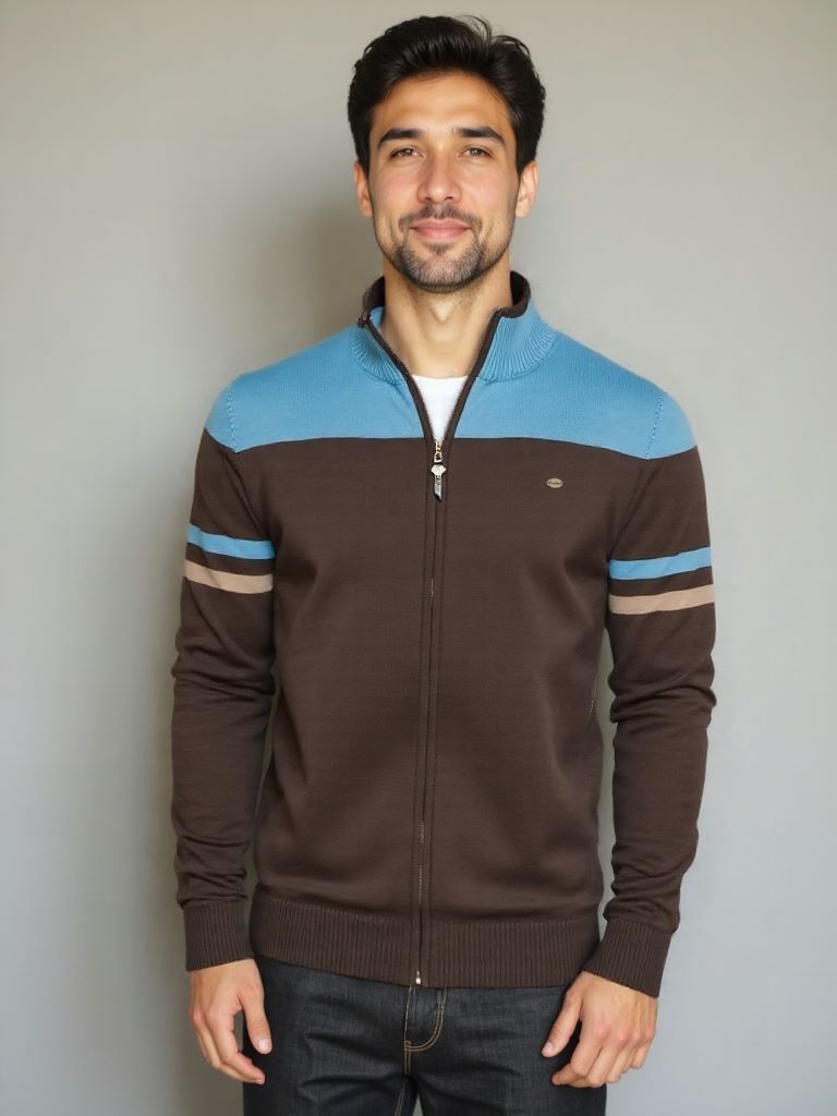 Gilet zippé à col montant en maille