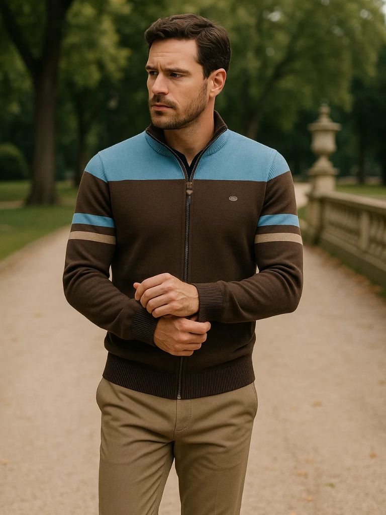 Gilet zippé à col montant en maille