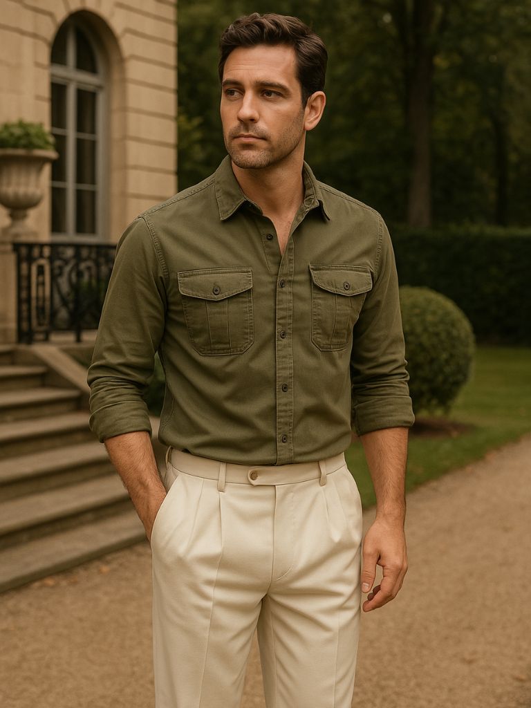 Chemise business casual en velours côtelé