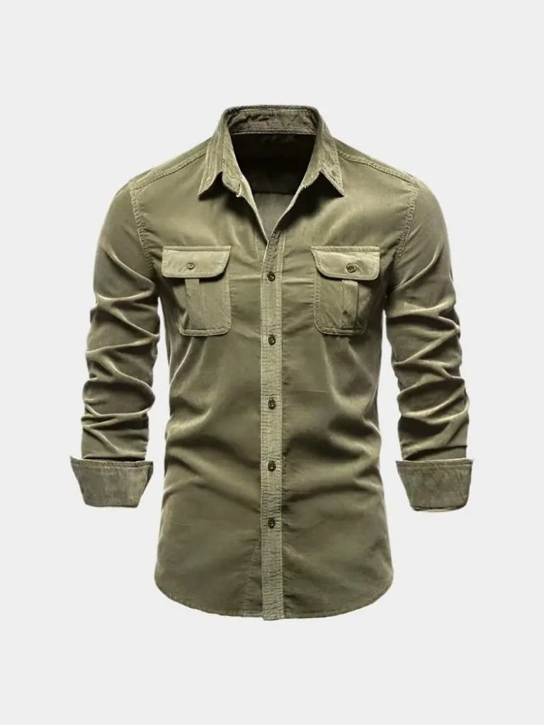Chemise business casual en velours côtelé