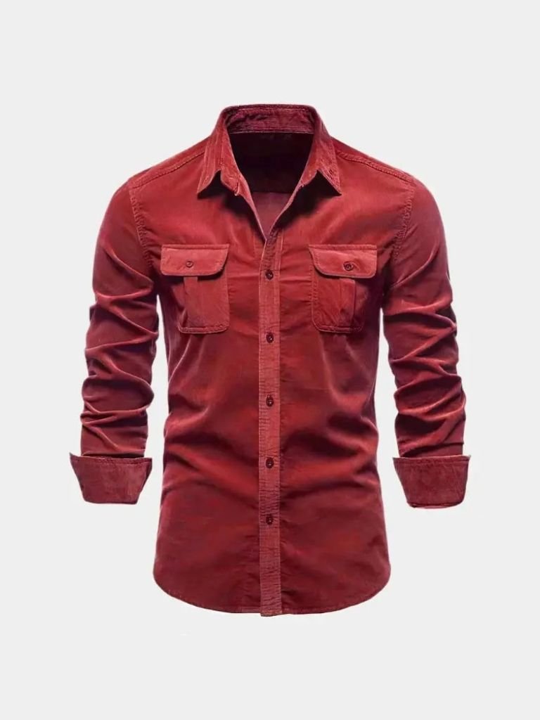 Chemise business casual en velours côtelé