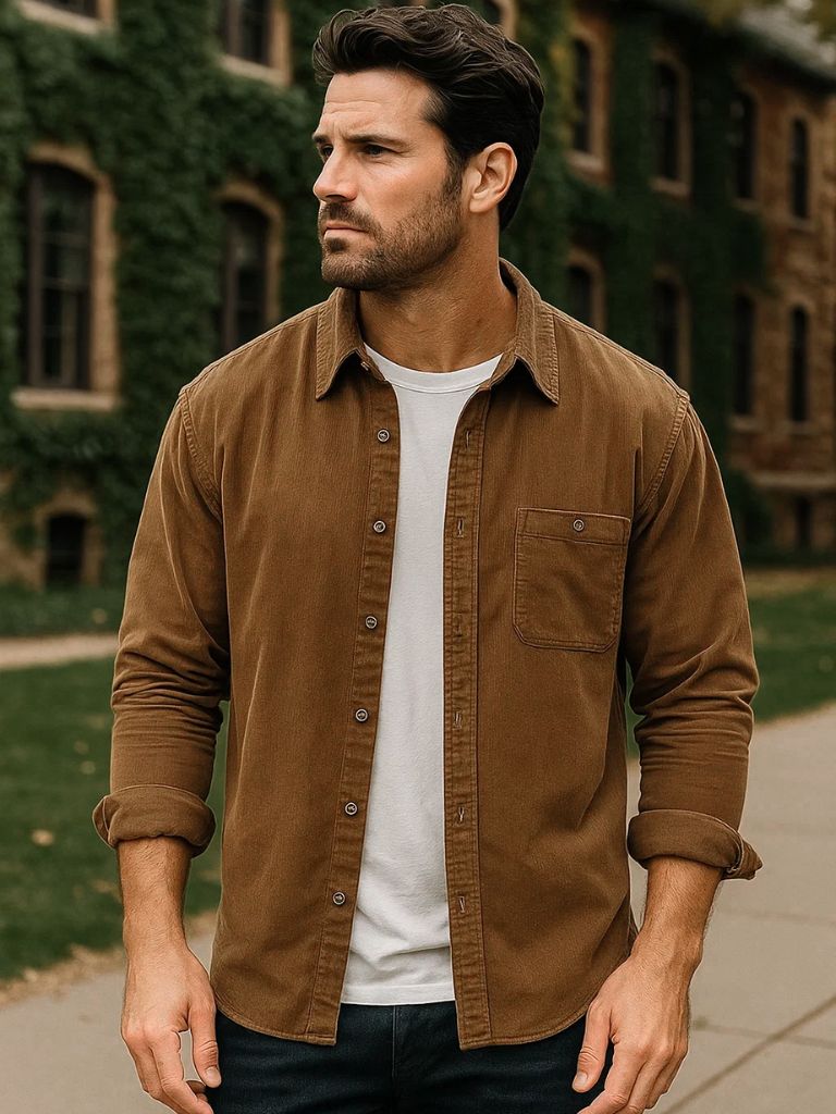 Chemise casual en velours côtelé