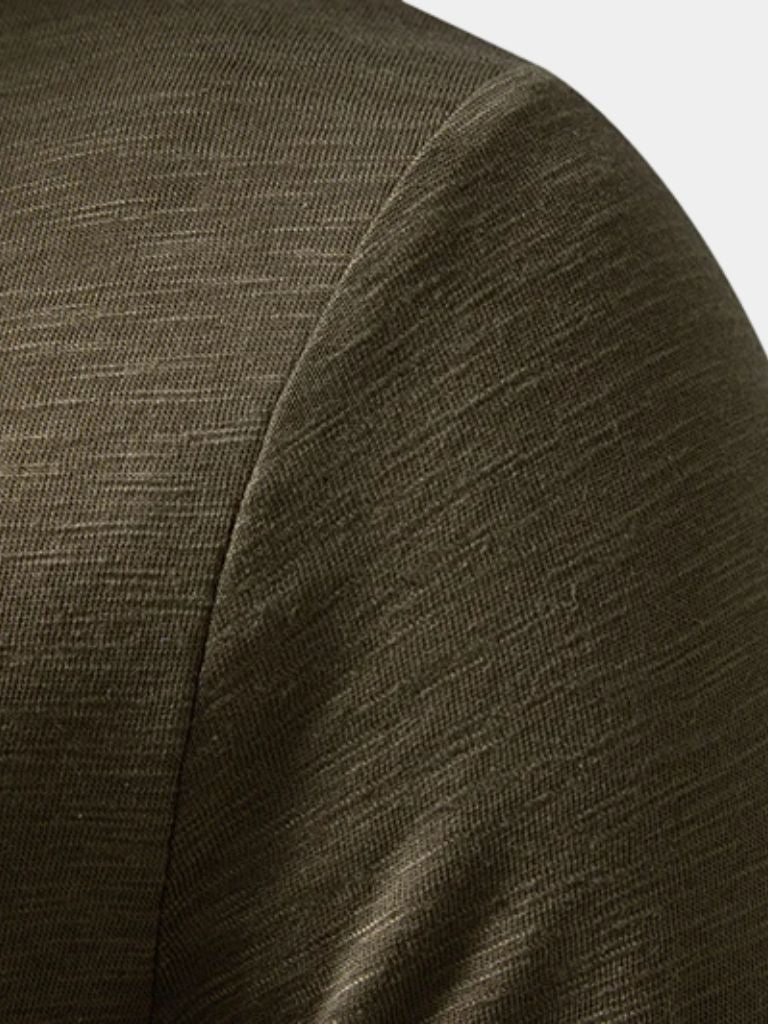 T-shirt Henley casual olive manches longues