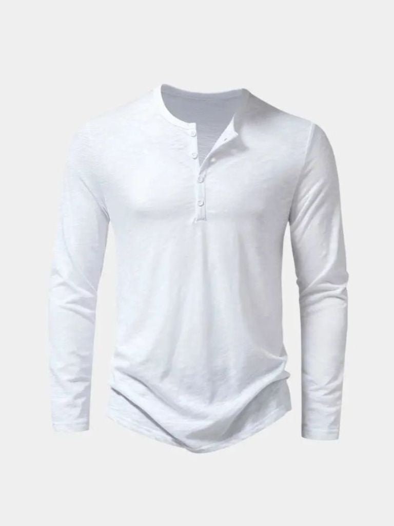 T-shirt Henley casual olive manches longues