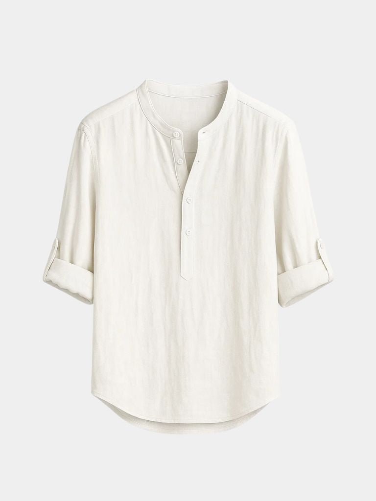 T-shirt Henley casual bleu manches longues