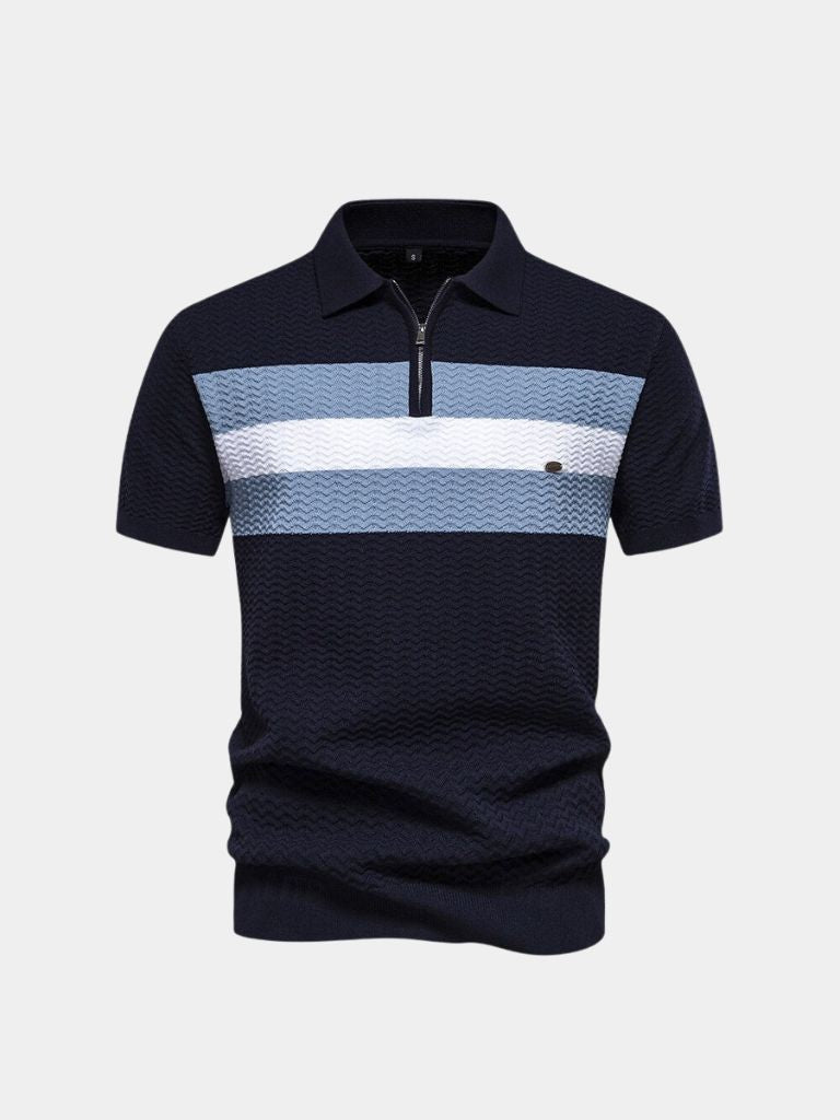 Polo zippé business manches courtes