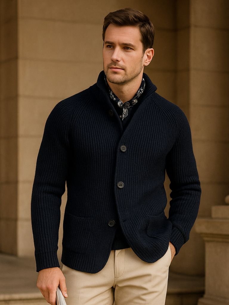 Cardigan Homme Col Montant Zippé