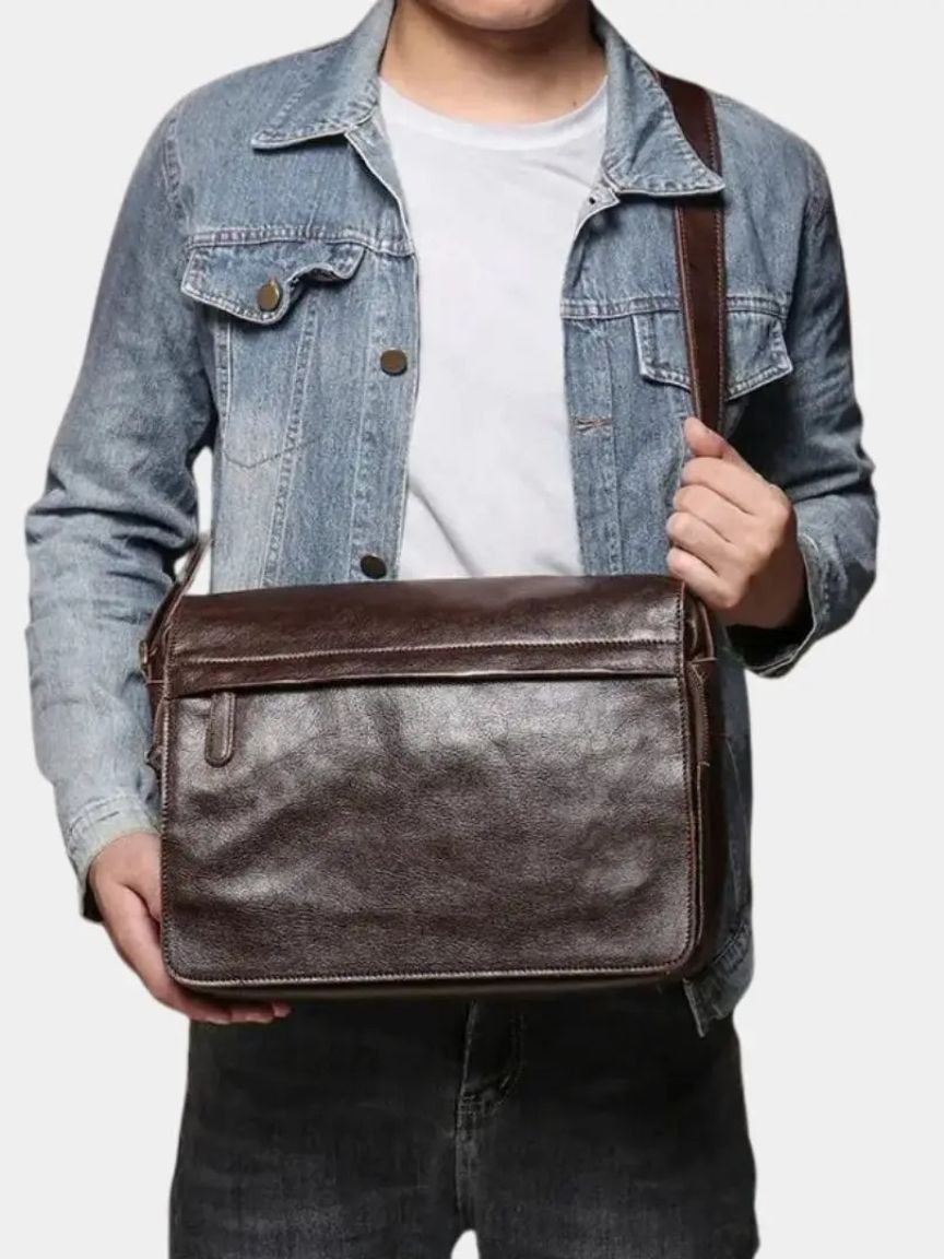 Sacoche messager en cuir classique