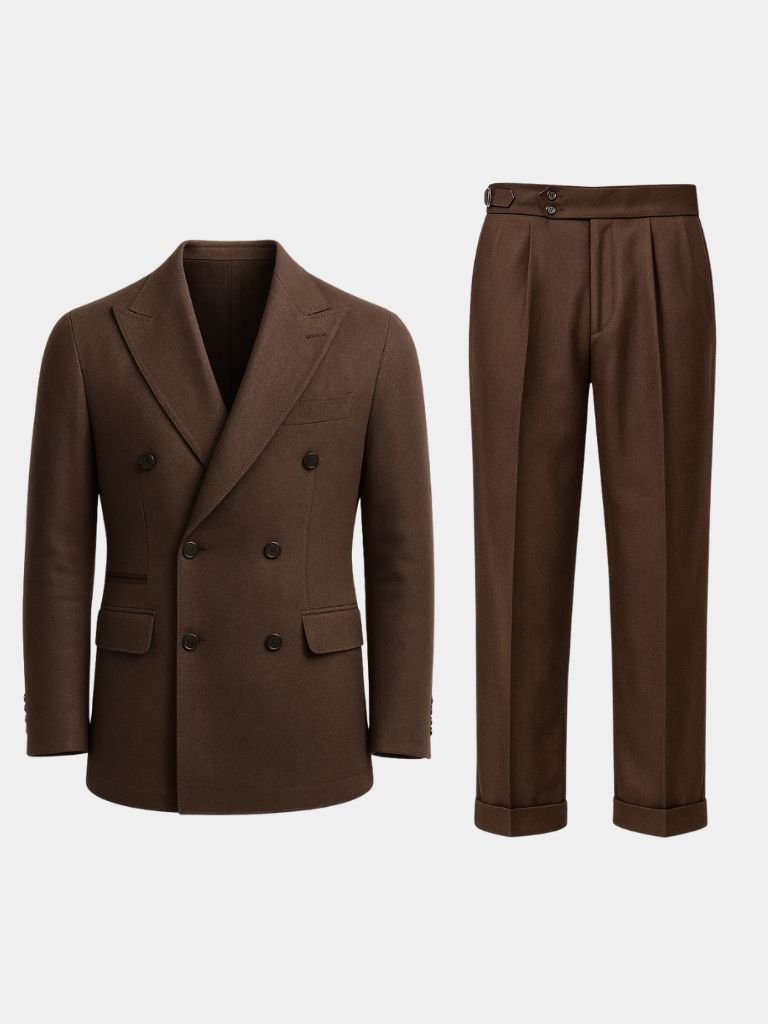 Costume en gabardine marron foncé