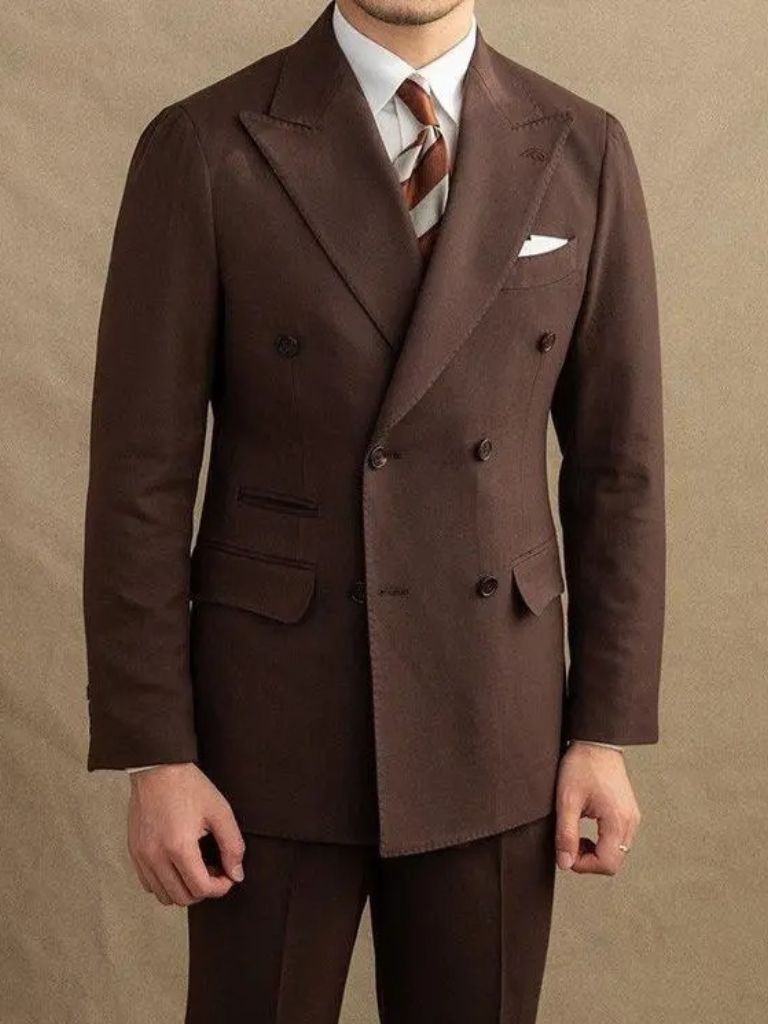 Costume en gabardine marron foncé