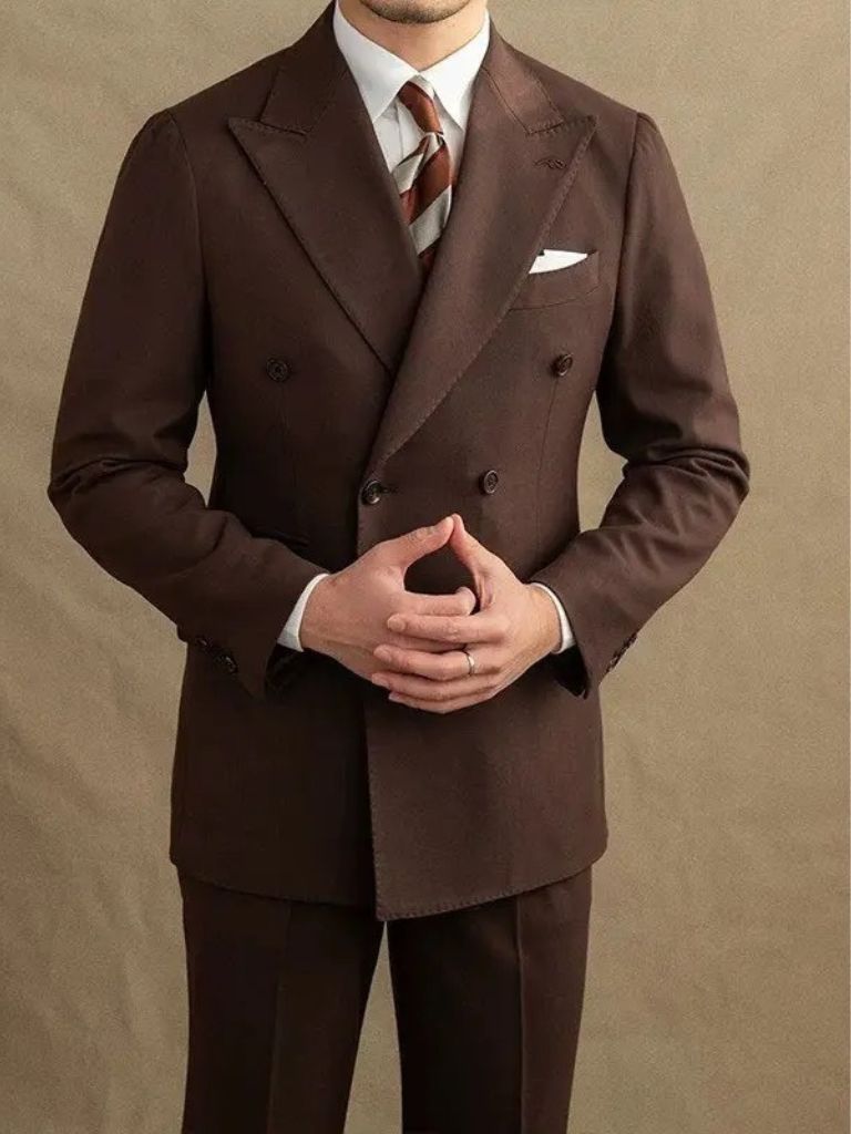 Costume en gabardine marron foncé