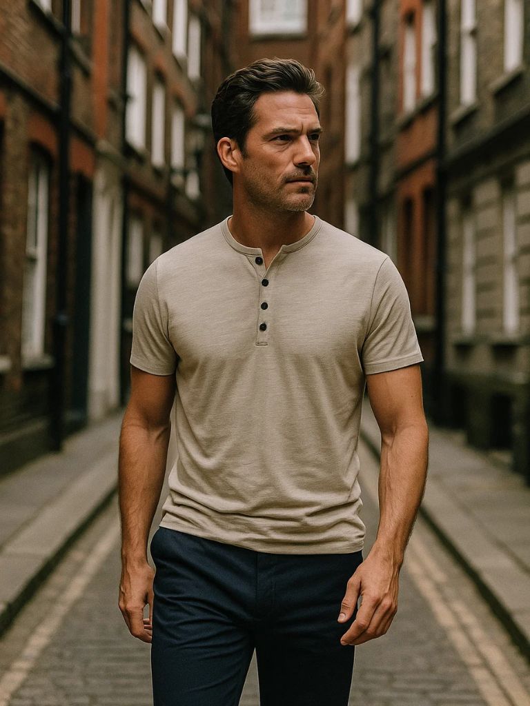 T-shirt Henley essentiel casual