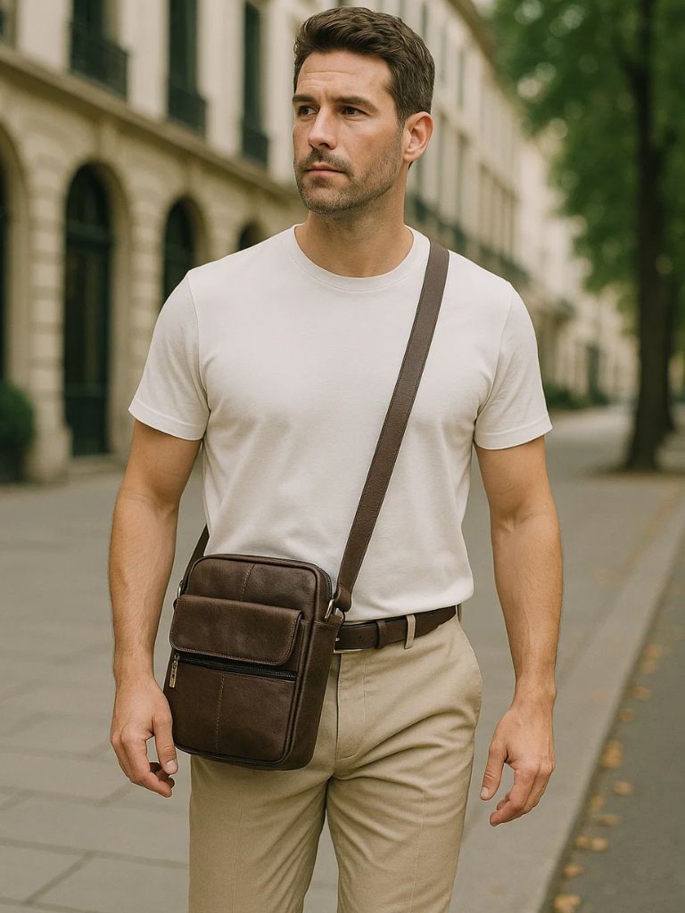 Sacoche en cuir essentielle à bandoulière