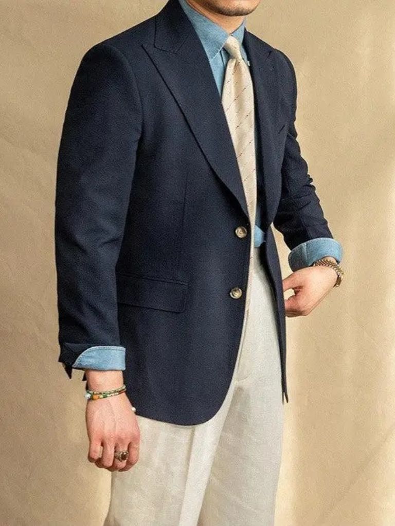 Blazer nautique essentiel en seersucker