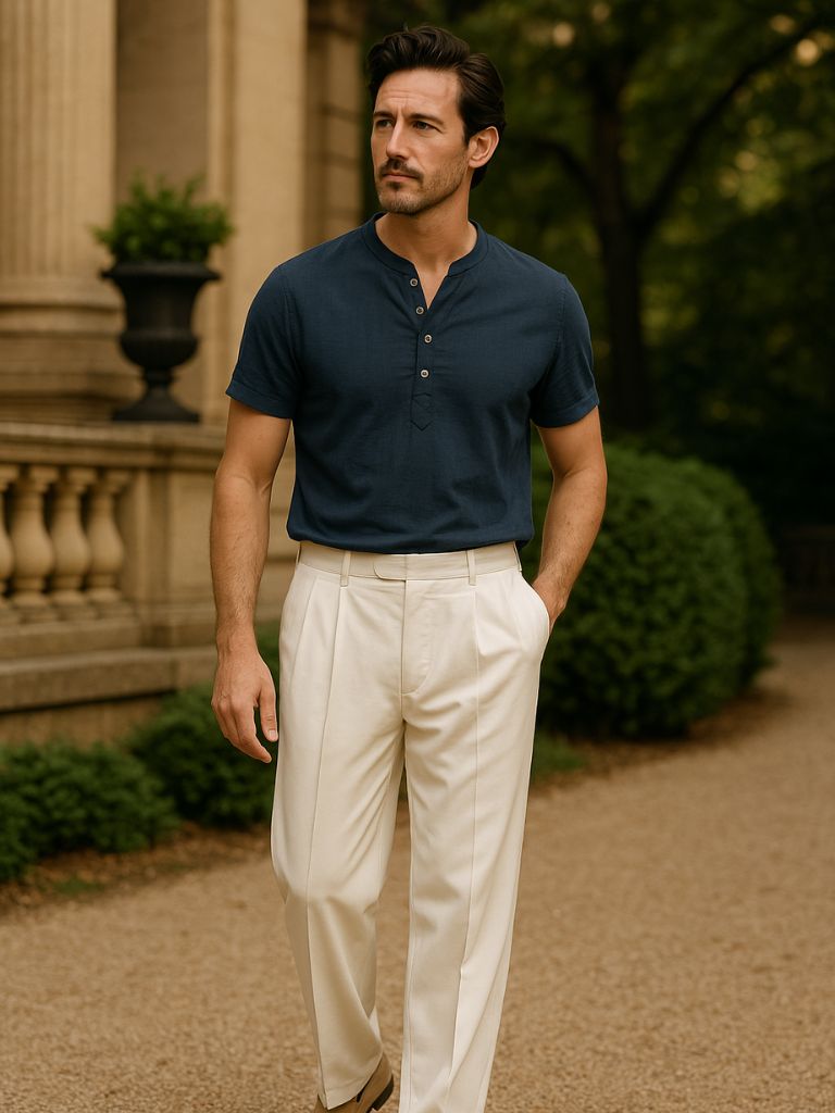 Chemise en lin à manches courtes essentielle