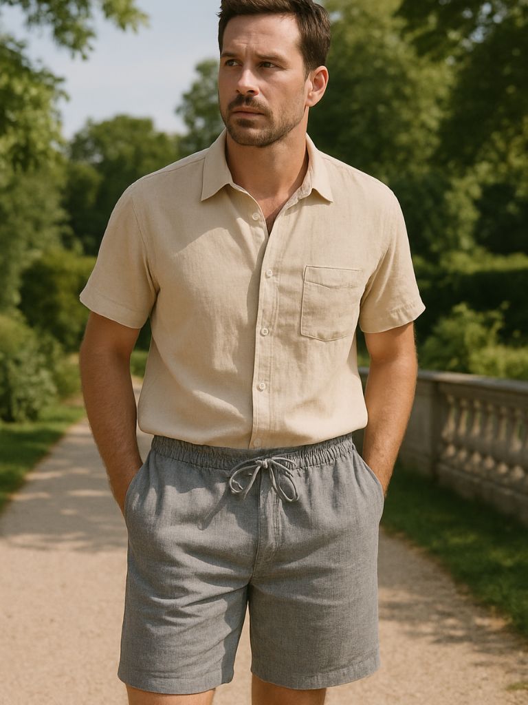 Short Gris Mariner en lin